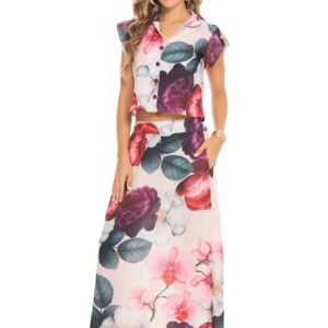 Ryocco Pink Floral Sleeveless Crop Blouse