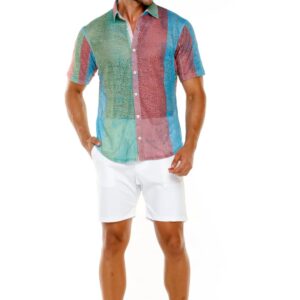 Vertical Color Block Mesh Shirt