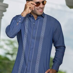 Indigo Geometric Stitch Shirt